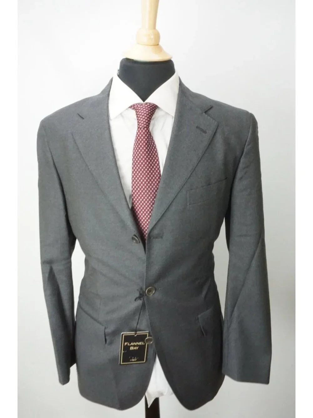 Flannel Bay Gray Edward Barkley 100s Wool 2Pc Suit Jacket Pants Sz 40 Brand Newc